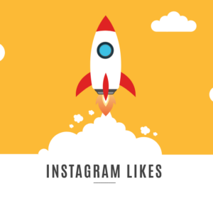 Kjøp instagram likes med en bilde av en rakett der det står "Instagram likes".