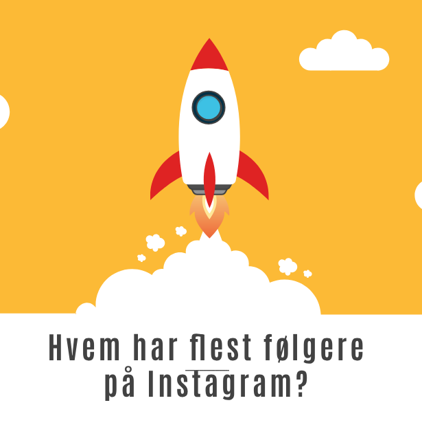 Bilde av en rakett med teksten "Hvem har flest følgere på Instagram?"